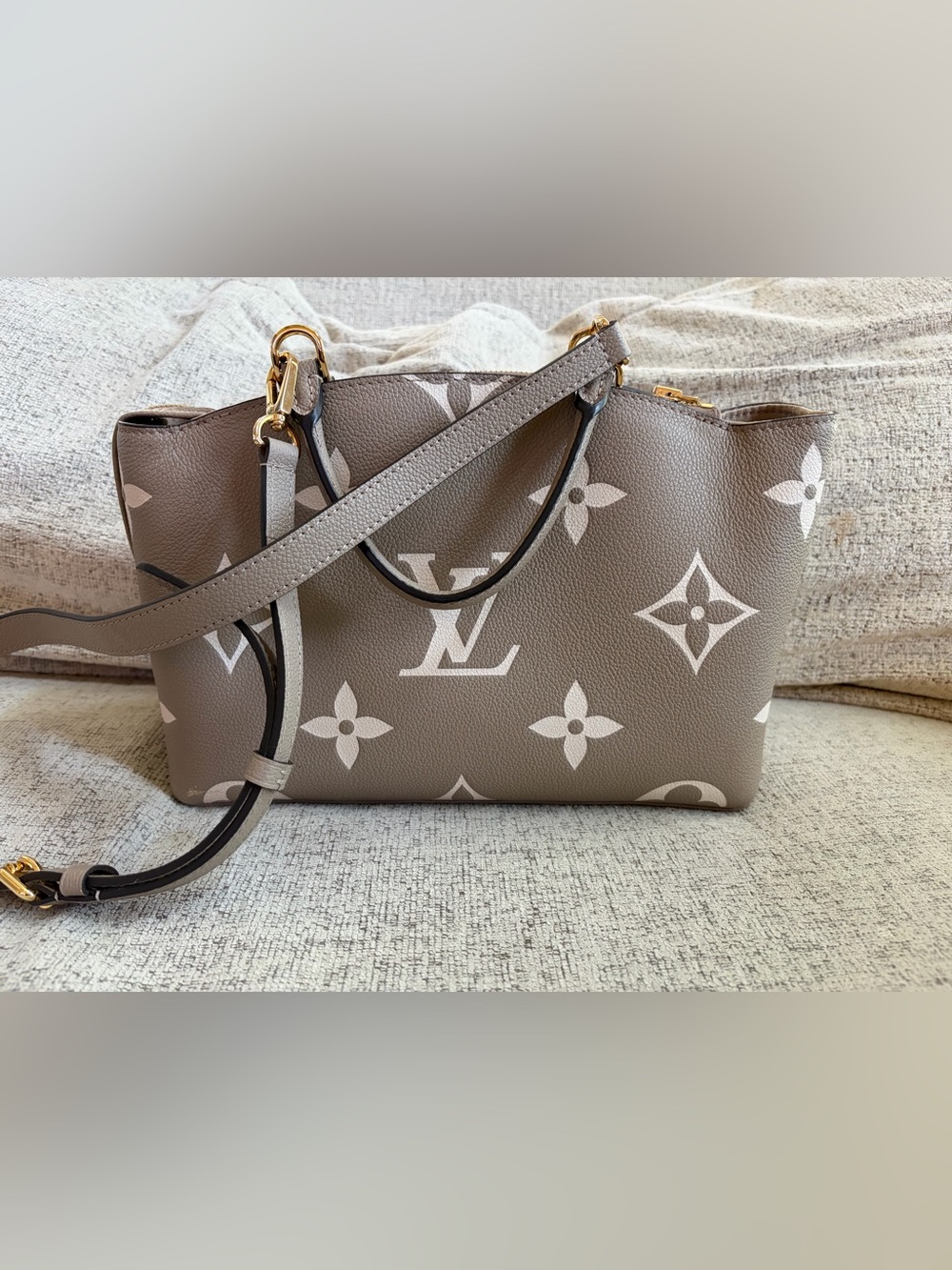 Louis Vuitton Petit Palais Taupe and Cream Monogram satchel with Gold Hardware - Picture 2 of 14